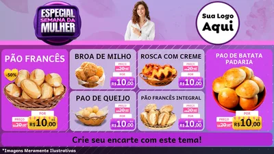 Modelo de TV para TV Horizontal com o tema Especial Semana da Mulher para Padaria