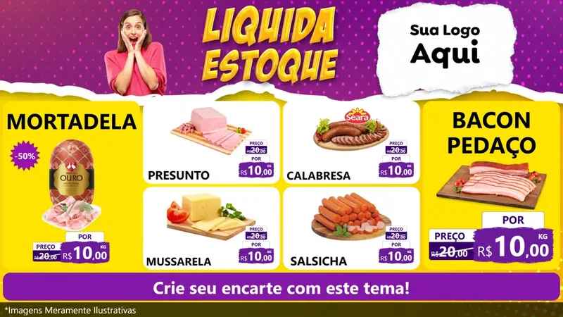 Modelo de TV para TV Horizontal com o tema Liquida estoque para Frios e Laticínios