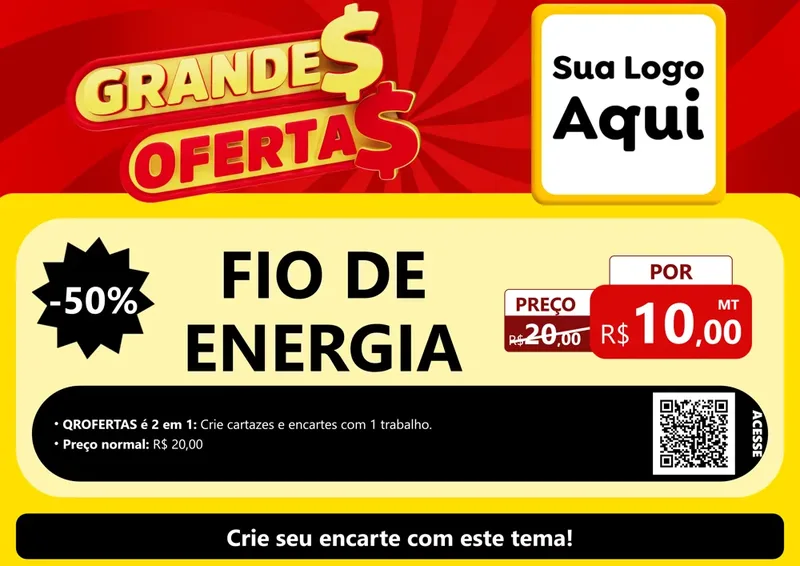 Modelo de Cartaz para Cartaz A4 Horizontal com o tema Grandes Ofertas para Materiais Elétricos