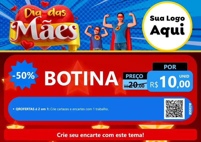 Modelo de Cartaz para Cartaz A4 Horizontal com o tema Dia das Mães para Agropecuária