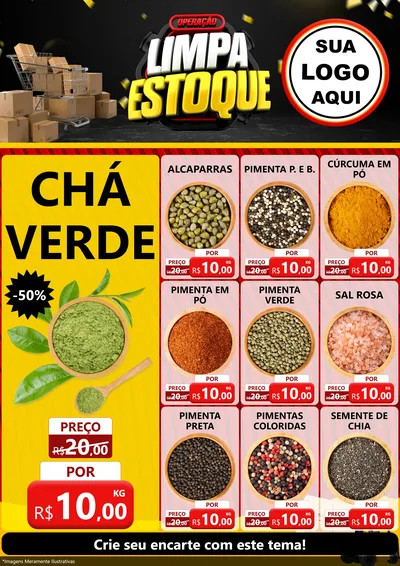 Modelo de Encarte para Encarte A4 Vertical com o tema Operação Limpa Estoque para Produtos Naturais