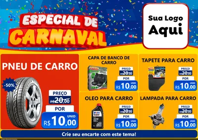 Modelo de Encarte para Encarte A4 Horizontal com o tema Especial de Carnaval para Auto peças