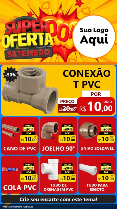 Modelo de Rede Social para Stories com o tema Super Oferta Setembro para Tubos e conexões