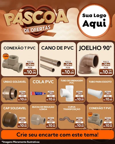 Modelo de Rede Social para Feed Instagram com o tema Páscoa de Ofertas para Tubos e conexões