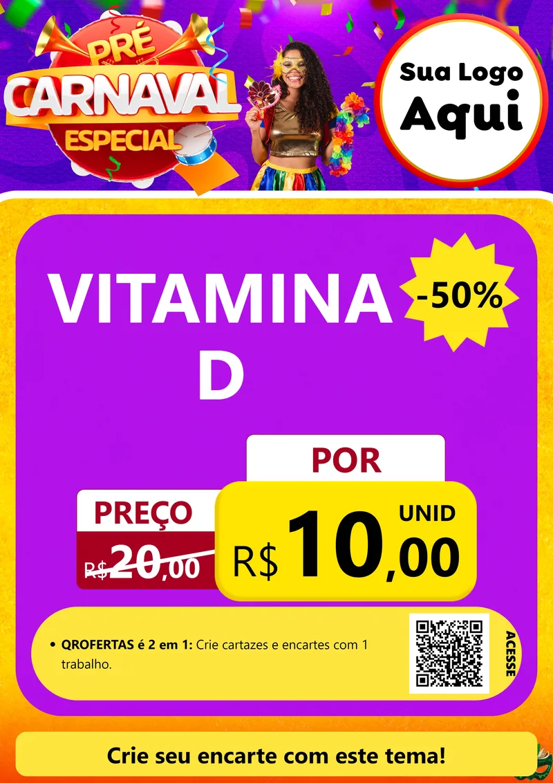Modelo de Cartaz para Cartaz A4 Vertical com o tema Pré-Carnaval Especial para Farmácia