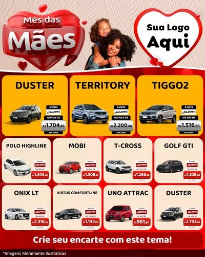 Modelo de Rede Social para Feed Instagram com o tema Mês das Mães para Concessionaria de Carros