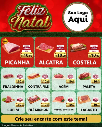 Modelo de Rede Social para Feed Instagram com o tema Feliz Natal para Açougue