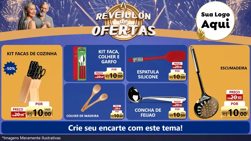 Modelo de TV para TV Horizontal com o tema Réveillon de Ofertas para Utilidades Domésticas