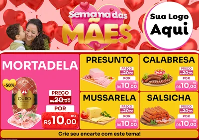 Modelo de Encarte para Encarte A4 Horizontal com o tema Semana Das Mães para Frios e Laticínios