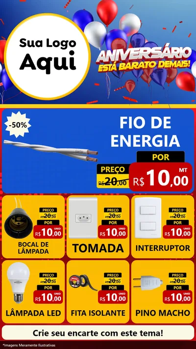 Modelo de Rede Social para Stories com o tema Aniversário para Materiais Elétricos
