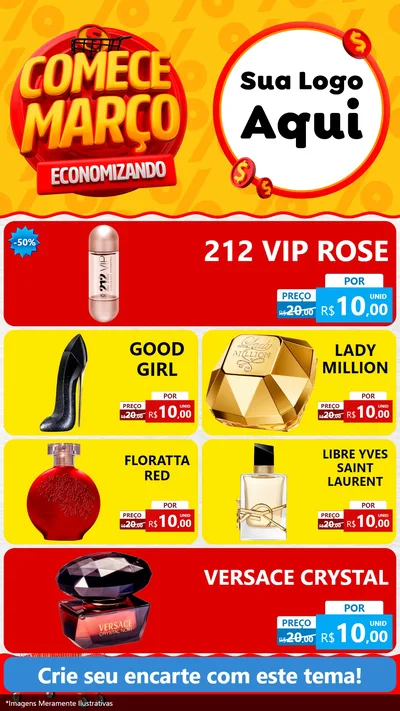 Modelo de TV para TV Vertical com o tema Comece Março Economizando para Perfumes
