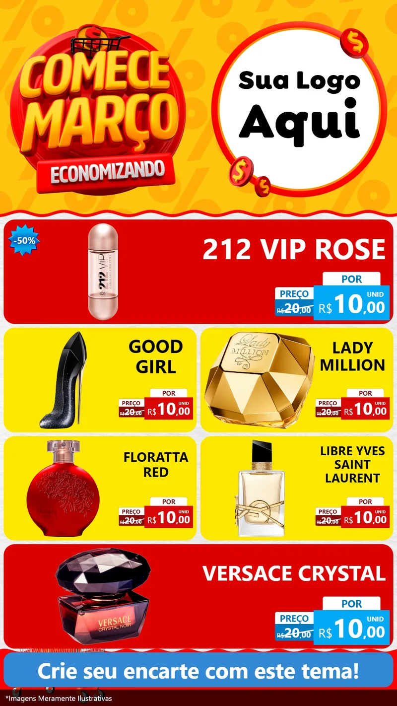 Modelo de TV para TV Vertical com o tema Comece Março Economizando para Perfumes