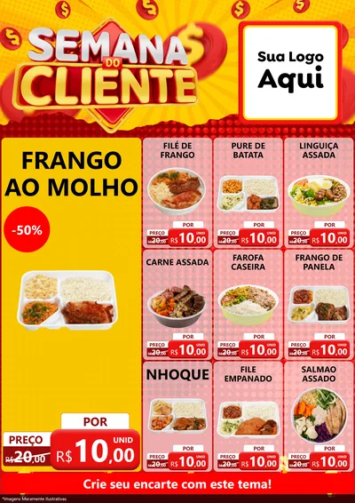 Modelo de Encarte para Encarte A4 Vertical com o tema Semana do Cliente para Restaurante