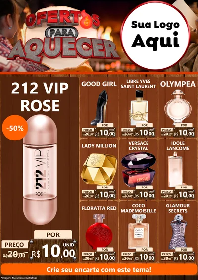 Modelo de Encarte para Encarte A4 Vertical com o tema Ofertas Para Aquecer para Perfumes