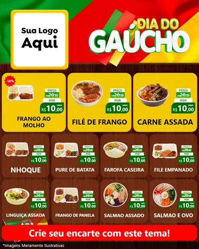 Modelo de Rede Social para Feed Instagram com o tema Dia do Gaúcho para Restaurante