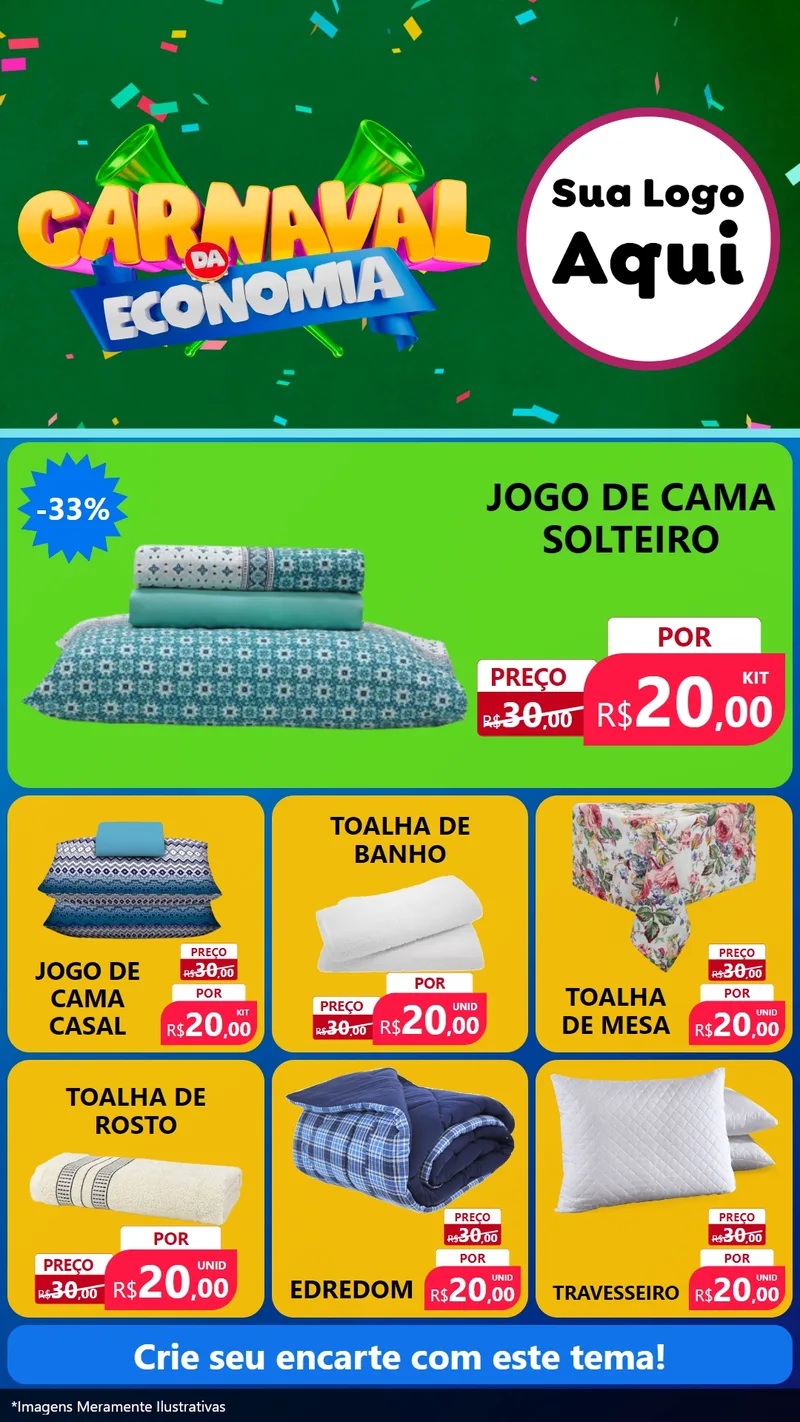 Modelo de Rede Social para Stories com o tema Carnaval da Economia para Cama, Mesa e Banho