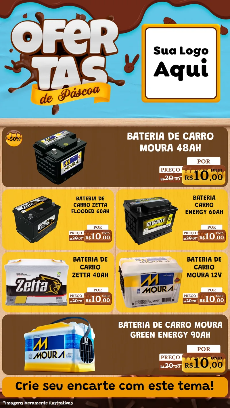 Modelo de TV para TV Vertical com o tema Ofertas de Páscoa para Baterias Elétricas