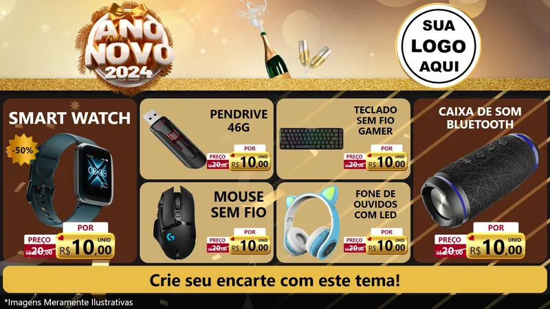 Modelo de TV para TV Horizontal com o tema Feliz Ano Novo 2027 para Informática
