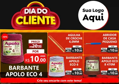 Modelo de Encarte para Encarte A4 Horizontal com o tema Dia do Cliente para Armarinho e Aviamentos
