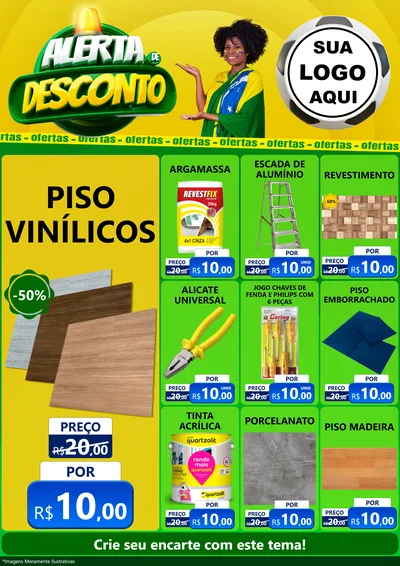 Modelo de Encarte para Encarte A4 Vertical com o tema Alerta de Desconto para Material para Construção