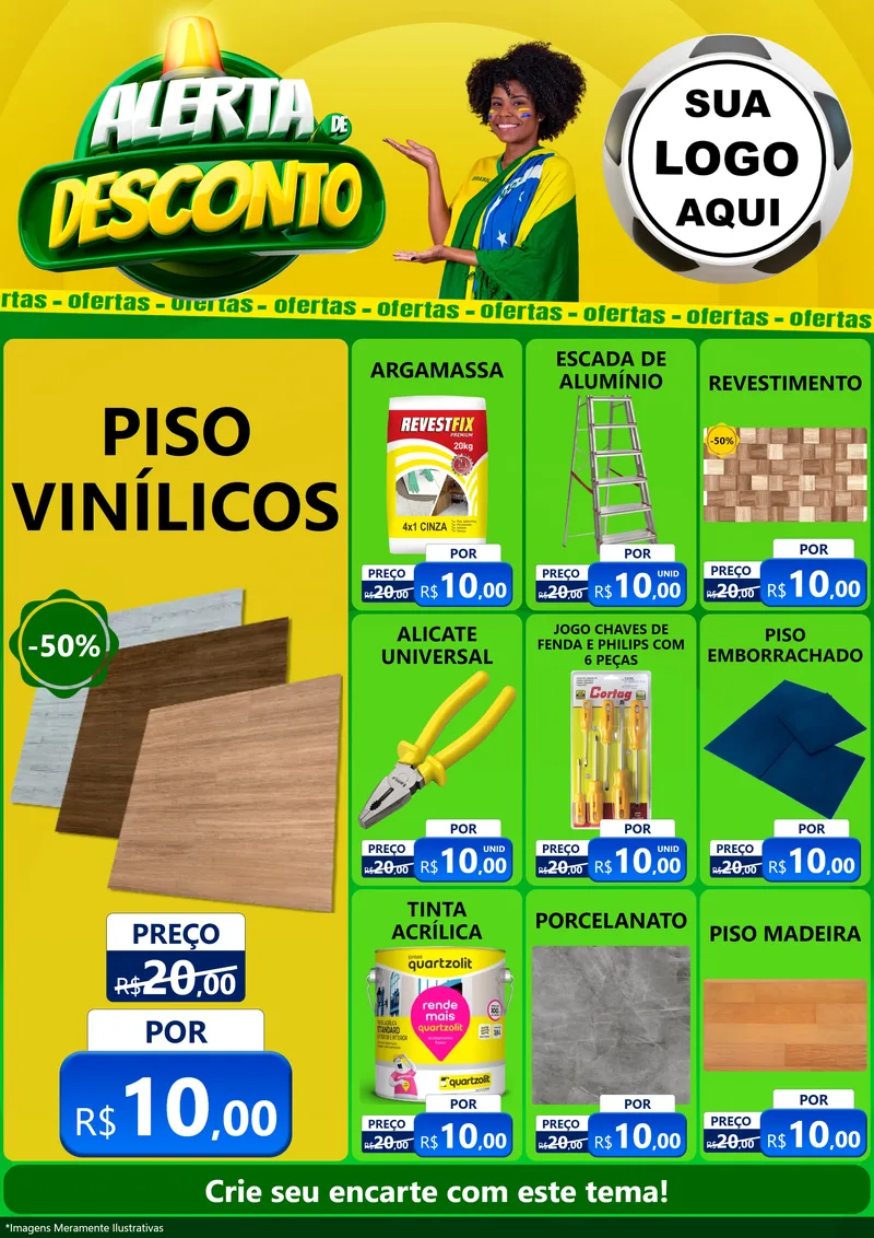 Modelo de Encarte para Encarte A4 Vertical com o tema Alerta de Desconto para Material para Construção