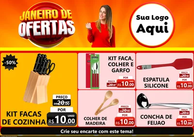 Modelo de Encarte para Encarte A4 Horizontal com o tema Janeiro de Ofertas para Utilidades Domésticas