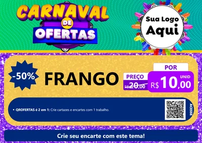 Modelo de Cartaz para Cartaz A4 Horizontal com o tema Carnaval de Ofertas para Assados