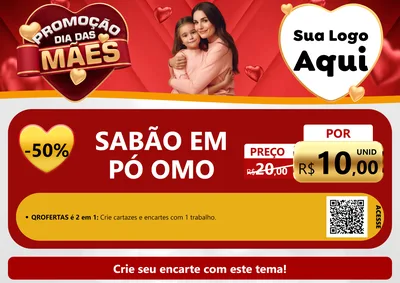 Modelo de Cartaz para Cartaz A4 Horizontal com o tema Promoção Dia das Mães para Produtos de Limpeza