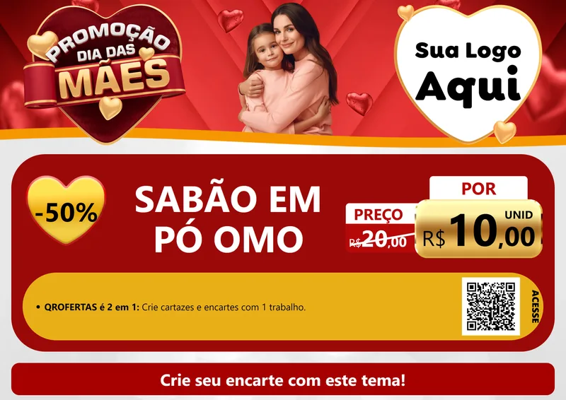 Modelo de Cartaz para Cartaz A4 Horizontal com o tema Promoção Dia das Mães para Produtos de Limpeza