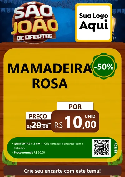 Modelo de Cartaz para Cartaz A4 Vertical com o tema São João Ofertas Imbatíveis! - Junina para Bebês