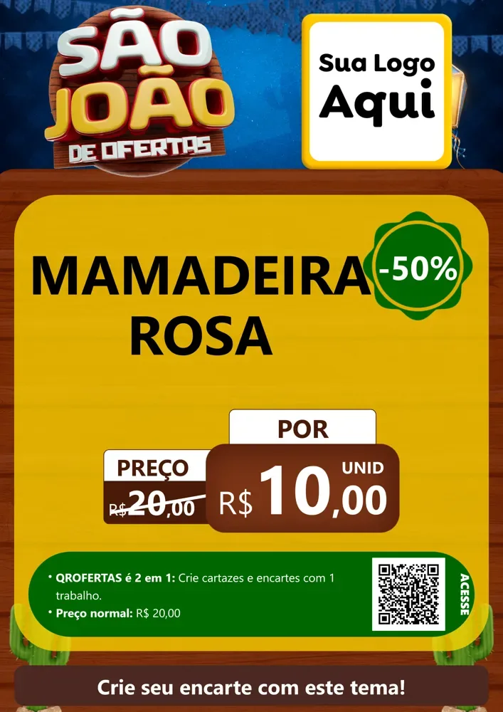 Modelo de Cartaz para Cartaz A4 Vertical com o tema São João Ofertas Imbatíveis! - Junina para Bebês