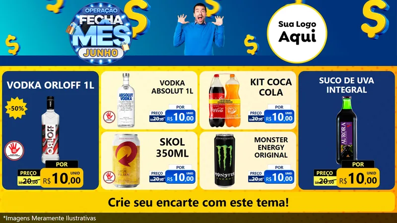 Modelo de TV para TV Horizontal com o tema Operação Fecha Mês, Junho para Distribuidora de bebidas