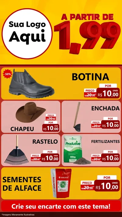 Modelo de TV para TV Vertical com o tema A Partir de Um e Noventa e Nove - 1,99 para Agropecuária