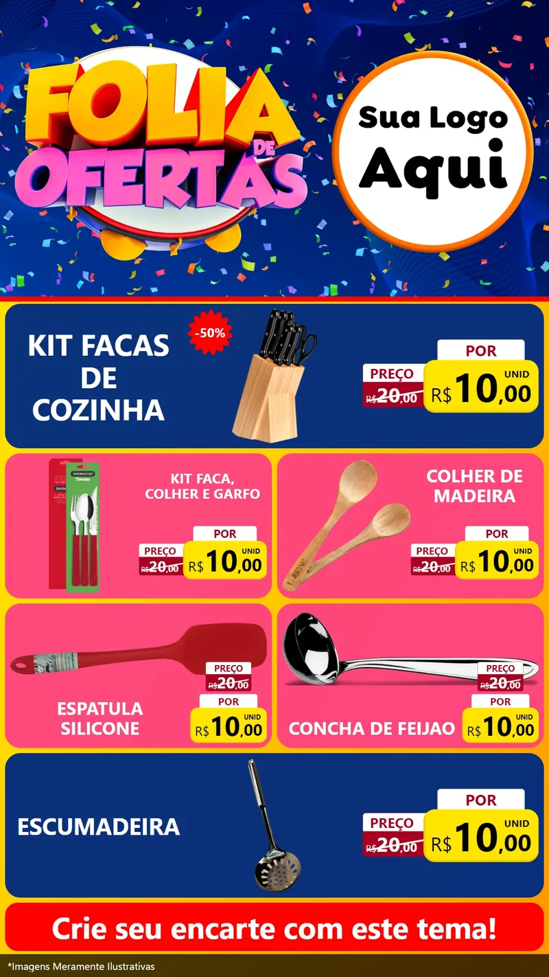 Modelo de TV para TV Vertical com o tema Folia de Ofertas para Utilidades Domésticas