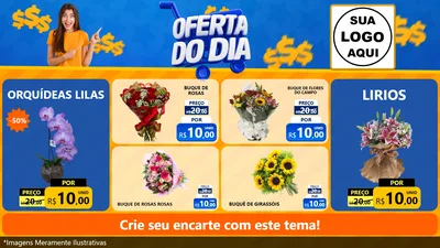 Modelo de TV para TV Horizontal com o tema Oferta do Dia para Floricultura e jardim
