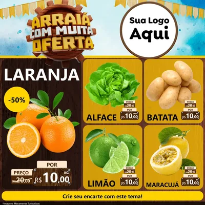 Modelo de Rede Social para Feed Facebook com o tema Ofertas de São João - Junina para Hortifrúti