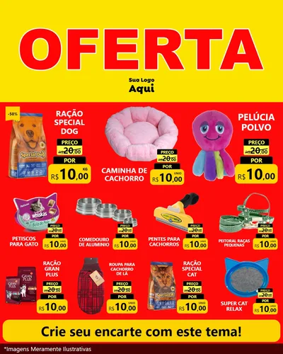 Modelo de Rede Social para Feed Instagram com o tema OFERTA - Vermelho Cartaz para Pet Shop
