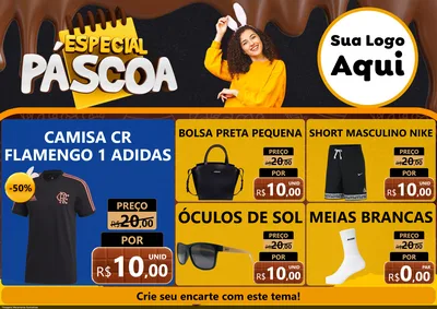 Modelo de Encarte para Encarte A4 Horizontal com o tema Especial Páscoa para Roupas e acessórios
