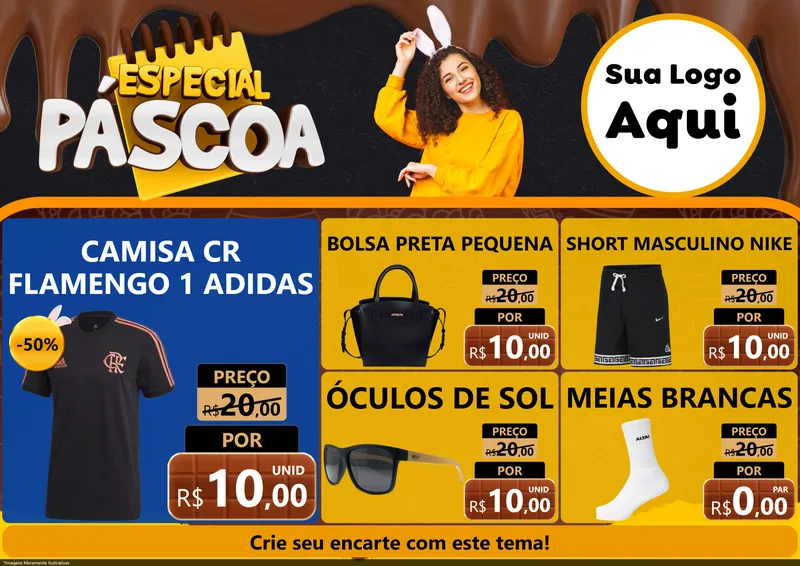 Modelo de Encarte para Encarte A4 Horizontal com o tema Especial Páscoa para Roupas e acessórios