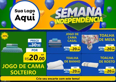 Modelo de Encarte para Encarte A4 Horizontal com o tema Semana da Independência para Cama, Mesa e Banho
