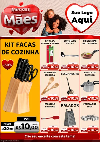 Modelo de Encarte para Encarte A4 Vertical com o tema Mês das Mães para Utilidades Domésticas