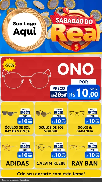 Modelo de Rede Social para Stories com o tema Sabadão do Real para Óticas