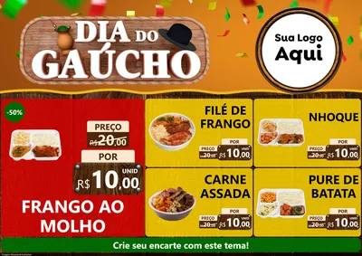 Modelo de Encarte para Encarte A4 Horizontal com o tema Dia do Gaúcho para Restaurante