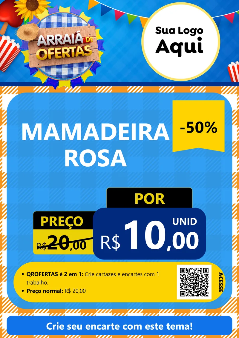 Modelo de Cartaz para Cartaz A4 Vertical com o tema Arraiá de Ofertas para Bebês