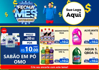 Modelo de Encarte para Encarte A4 Horizontal com o tema Operação Fecha Mês Setembro para Produtos de Limpeza