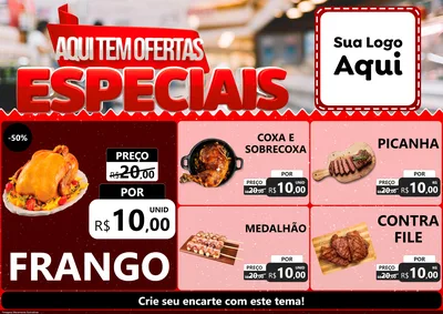 Modelo de Encarte para Encarte A4 Horizontal com o tema Aqui Tem Ofertas Especiais para Assados