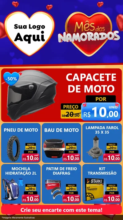 Modelo de Rede Social para Stories com o tema Mês dos Namorados para Moto peças