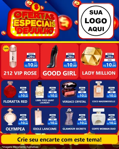 Modelo de Rede Social para Feed Instagram com o tema Ofertas Especiais de Julho para Perfumes