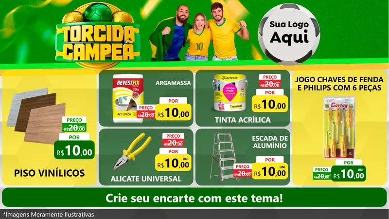 Modelo de TV para TV Horizontal com o tema Torcida Campeã - Copa para Material para Construção