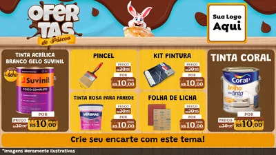 Modelo de TV para TV Horizontal com o tema Ofertas de Páscoa para Tintas e Ferramentas